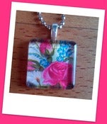 Image of Red Roses Glass Tile Pendant