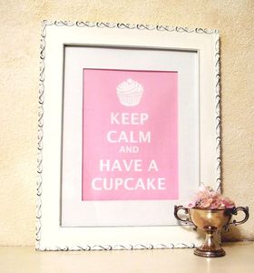 Image of Keep Calm and Have A Cupcake matted print PINK