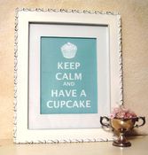 Image of Keep Calm and Have A Cupcake matted print AQUA