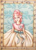 Image of Vintage inspired Pink haired doll print