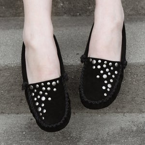 Image of Black Stud Moccasin