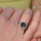 Image of Sterling Silver, Freshwater Pearl and Ebony Friendship Ring