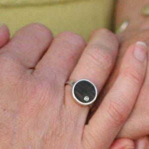 Image of Sterling Silver, Freshwater Pearl and Ebony Friendship Ring