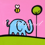 Image of elephant and bee (greetings card)