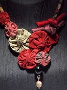 Image of Burgundy Silk Rosette Necklace MXN 1101