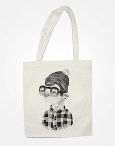 Image of Boy in Gingham Tote Bag