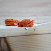 Image of Tangerine Fabric Flower Earrings