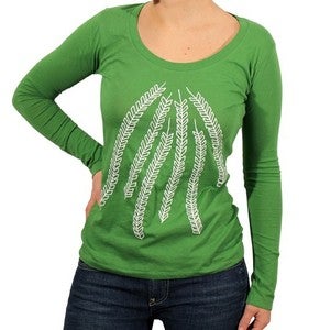 Image of Organic Cotton Arrow Print L/S Scoopneck Tee - (Grass Green)