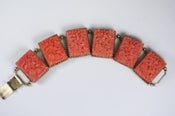 Image of Amazing Coral Cabachon Flower Link Chunky Bracelet