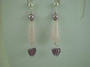 Image of Pink Quartz and pearl Earrirngs