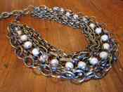 Image of Chunky Chain Necklace with Freshwater Pearls
