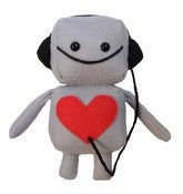 Image of Gray Mini Robot with Headphones Plush Toy