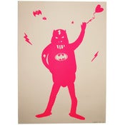 Image of Hiroshi Batbot flouro pink limited edition screen print