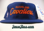 Image of VINTAGE CLEVELAND CAVALIERS BLUE SCRIPT SNAPBACK