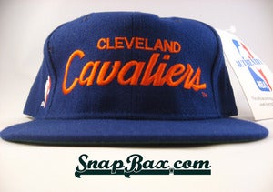 Image of VINTAGE CLEVELAND CAVALIERS BLUE SCRIPT SNAPBACK