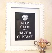 Image of Keep Calm and Have A Cupcake matted print Black