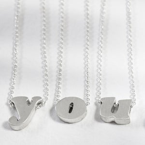 Image of sterling silver block letter initial necklace