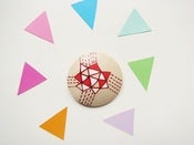 Image of Red Geometric Triangles - Handpainted wooden brooch