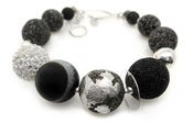 Image of Agate with Silvered Lava Bracelet