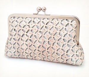 Image of Angelica lace, a Red Ruby Rose original printed silk clutch bag