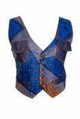 Image of Veston Cowgirl face jeans dos wax bleu / Blue wax Cowgirl sleeveless jacket