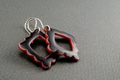 Image of Porcelain Square Frame Earrings in Satin Black and Red
