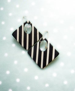 Image of Ebony and Ivory Striped Porcelain Earrings