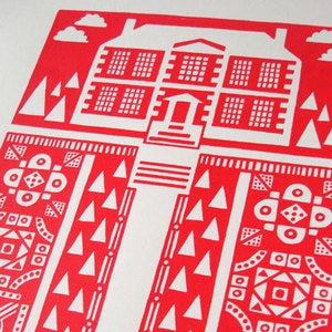 Image of Manor Garden silkscreen print - bright red