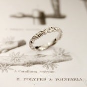 Image of platinum 3mm floral carved