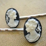 Image of Black and White Cameo Bobby Pins