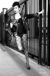 Image of Black String Fence Net Tights