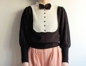 Image of  Vtg Black & White BOWTIE Knit Sweater