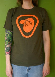 Image of Beaver Logo- Orange on Olive Green