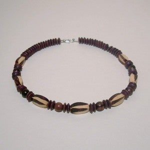 Image of Handcarved Beaded Necklace - Unisex Wood Necklace