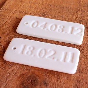 Image of Porcelain date tag
