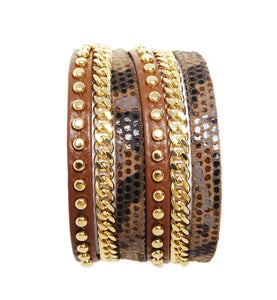 Image of Zan Bracelet-Camel/Snakeskin