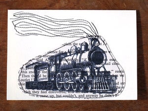 Image of Vintage train - handmade greeting card