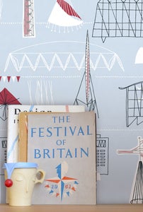 Image of Festival Wallpaper - Bunting Blue and Red