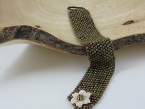 Image of Metallic peyote beaded bracelet