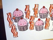 Image of Notecards: 10 Pack of Cupcake and Bacon notecards