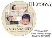 Image of "Vintage Dot" 3 Framed Images - CD or DVD Label Template - Photoshop Templates for Photographers - N