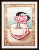 Image of vintage inspired PINK stand mixer print 5x7 fits 8x10 frame