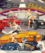 Image of FF Phil's Diner Sexy Pin Up Girls 1950's Carhop Cotton Fabric
