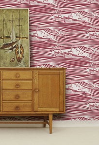 Image of Whitby Wallpaper - Awning Red