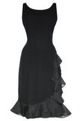 Image of Vintage 1950s Black Ruffles Cocktail Dress