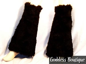 Image of Faux Fake Fur Fluffy Flared Leg Warmers Loose Socks