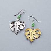 Image of Monstera Earrings (Gold Backed)