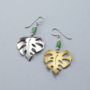 Image of Monstera Earrings (Gold Backed)