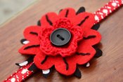 Image of Girls Crochet Headband - Red Black and White
