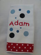 Image of Red Polka Dot Embroidered Burp Cloth